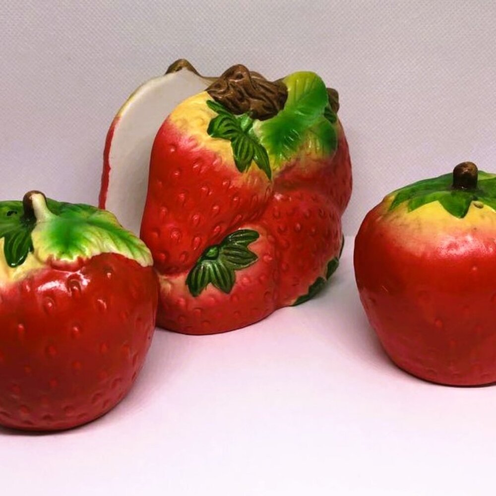 Vintage Salt & Pepper Shaker Set with Napkin Holder